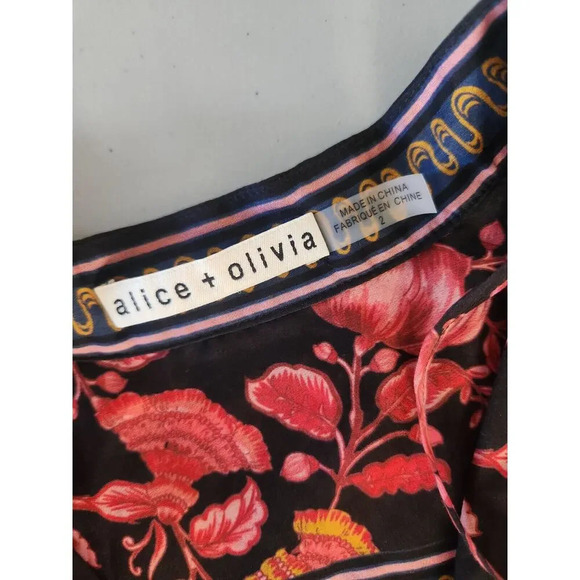 NWOT Alice + Olivia Sedona Mandarin Silk/Cotton Mini Dress Size 2 #FC412 - Picture 9 of 11